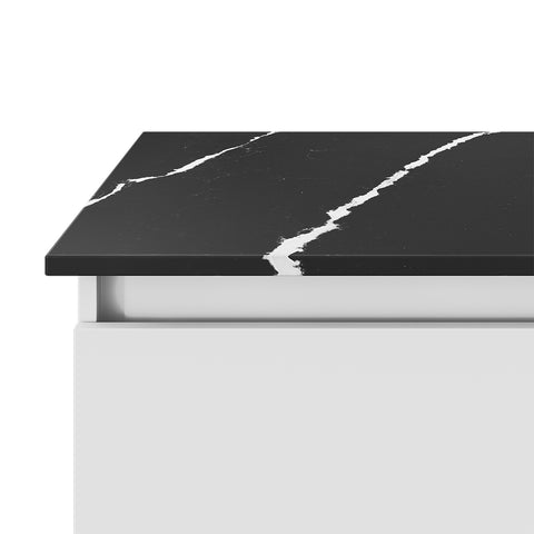 Fienza Nero Vena 600mm Ensuite Size Stone Top (No Taphole) Silica Free 509-150-SF