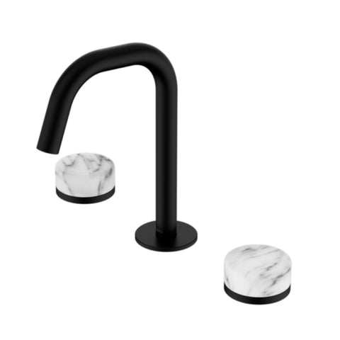 Nero Serenity Basin Set Edge Spout w/ Arabescato Corchia Handle Matte Black 24D026MB