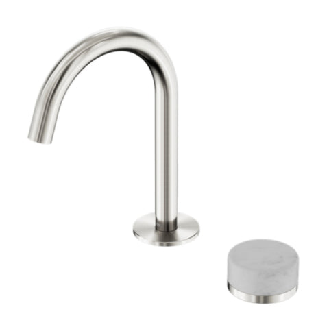 Nero Serenity Progressive Basin Mixer Arc Spout w/ Carrara Handle Brushed Nickel 24E031BN