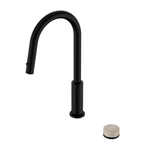 Nero Serenity Progressive Pull Out kitchen Set w/ Rome Travertine Handle Matte Black 24E057MB