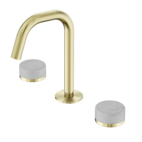 Nero Serenity Basin Set Edge Spout w/ Carrara Handle Brushed Gold 24D023BG