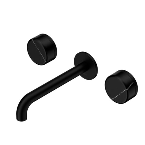 Nero Serenity Wall Basin Set 220mm Spout w/ Marquina Black Handle Matte Black 24D123MB