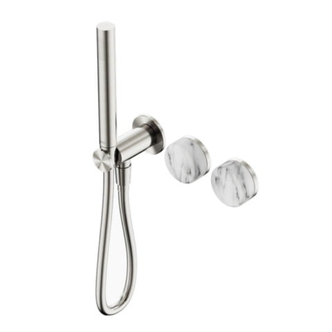Nero Serenity Progressive Shower System w/ Arabescato Corchia Handle And Slim Shower Brushed Nickel 24E022BN