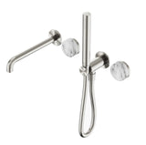 Nero Serenity Progressive Shower System w/ Spout w/ Arabescato Corchia Handle And Slim Shower Brushed Nickel 24E010BN