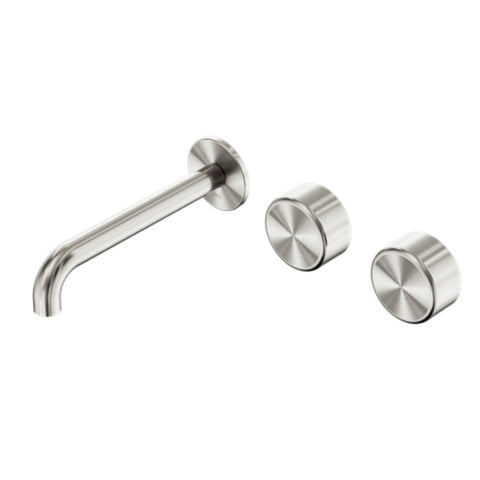 Nero Serenity Wall Basin Set 185mm Offset Spout w/ Metal Handle Brushed Nickel 24D064BN
