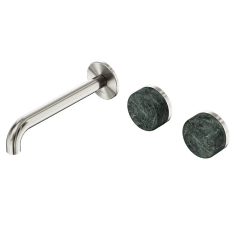Nero Serenity Wall Basin Set 160mm Offset Spout w/ Verde Alpi Handle Brushed Nickel 24D054BN