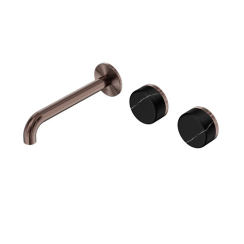Nero Serenity Wall Basin Set 160mm Offset Spout w/ Marquina Black Handle Brushed Bronze 24D124BZ