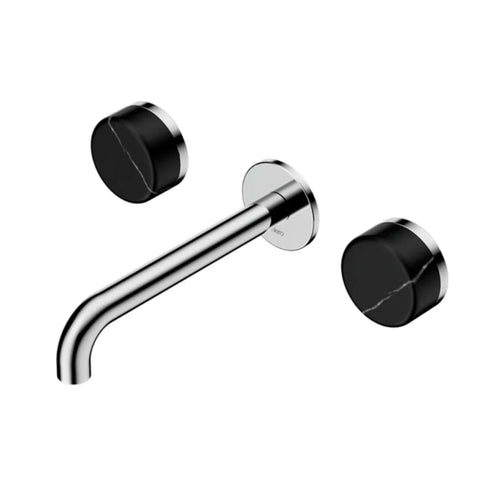 Nero Serenity Wall Basin Set 160mm Spout w/ Marquina Black Handle Chrome 24D121CH