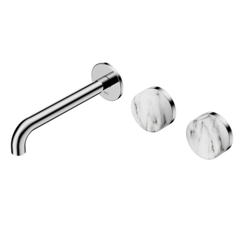 Nero Serenity Wall Basin Set 160mm Offset Spout w/ Arabescato Corchia Handle Chrome 24D056CH