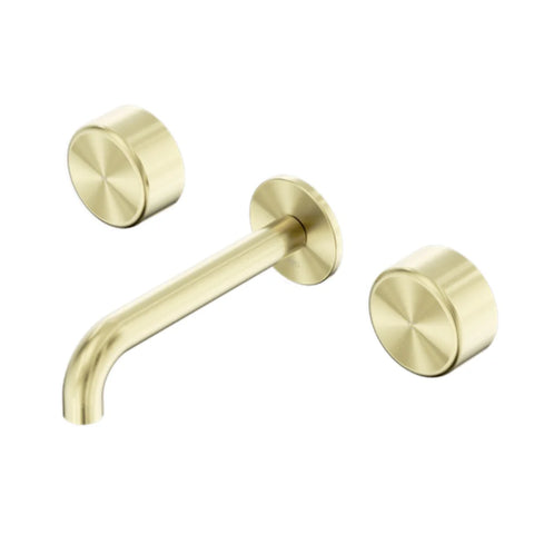 Nero Serenity Wall Basin Set 185mm Spout w/ Metal Handle Brushed Gold 24D046BG