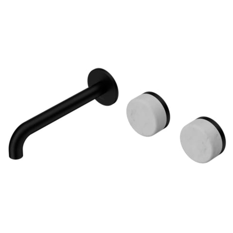 Nero Serenity Wall Basin Set 160mm Offset Spout w/ Carrara Handle Matte Black 24D053MB