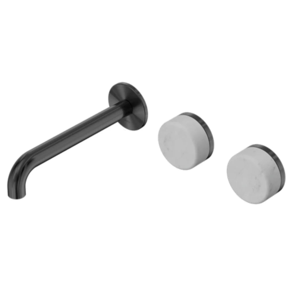 Nero Serenity Wall Basin Set 160mm Offset Spout w/ Carrara Handle Gunmetal 24D053GM