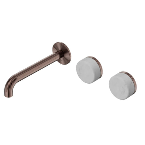Nero Serenity Wall Basin Set 160mm Offset Spout w/ Carrara Handle Brushed Bronze 24D053BZ