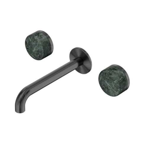 Nero Serenity Wall Basin Set 160mm Spout w/ Verde Alpi Handle Gunmetal 24D036GM