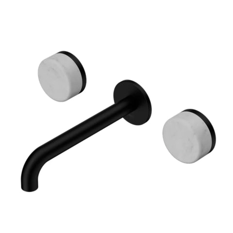 Nero Serenity Wall Basin Set 185mm Spout w/ Carrara Handle Matte Black 24D041MB