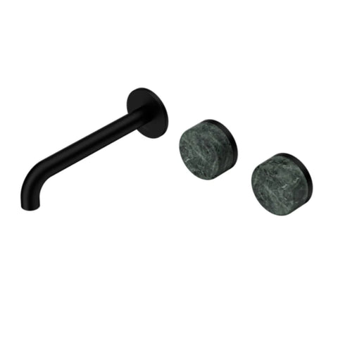 Nero Serenity Wall Basin Set 160mm Offset Spout w/ Verde Alpi Handle Matte Black 24D054MB