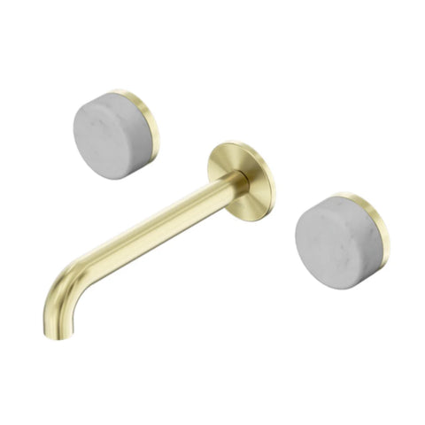 Nero Serenity Wall Basin Set 160mm Spout w/ Carrara Handle Brushed Gold 24D035BG