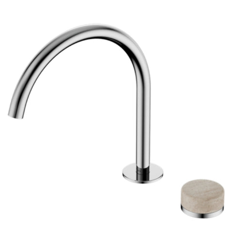 Nero Serenity Progressive Bath/Kitchen Mixer Arc Spout w/ Rome Travertine Handle Chrome 24E039CH