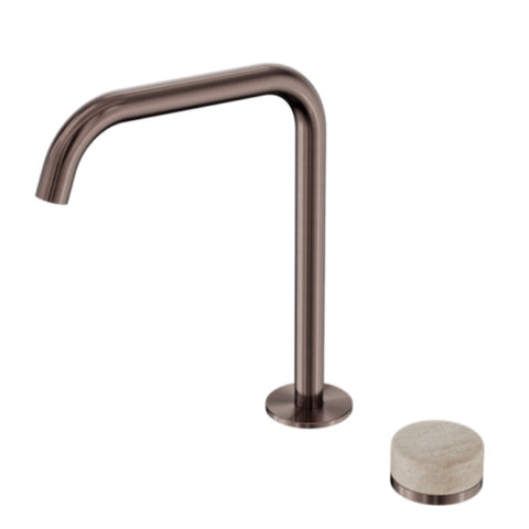 Nero Serenity Progressive Bath/Kitchen Mixer Edge Spout w/ Rome Travertine Handle Brushed Bronze 24E051BZ