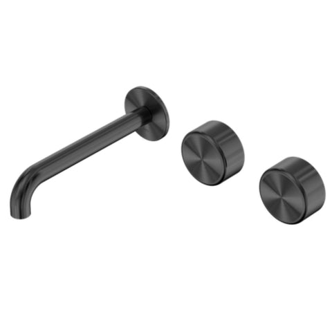 Nero Serenity Wall Basin Set 185mm Offset Spout w/ Metal Handle Gunmetal 24D064GM