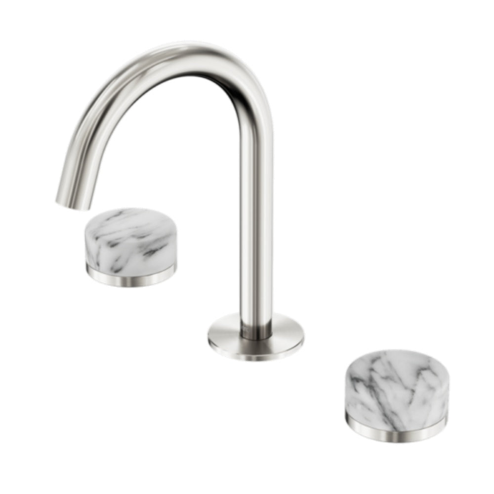 Nero Serenity Basin Set Arc Spout w/ Arabescato Corchia Handle Brushed Nickel 24D014BN