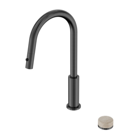 Nero Serenity Progressive Pull Out kitchen Set w/ Rome Travertine Handle Gunmetal 24E057GM