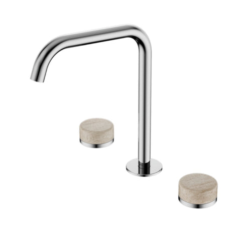 Nero Serenity Bath/Kitchen Set Edge Spout w/ Rome Travertine Handle Chrome 24D031CH