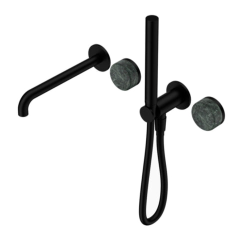 Nero Serenity Progressive Shower System w/ Spout w/ Verde Alpi Handle And Slim Shower Matte Black 24E008MB