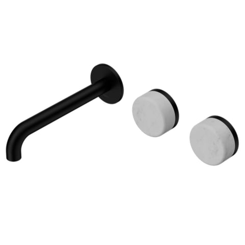 Nero Serenity Wall Basin Set 185mm Offset Spout w/ Carrara Handle Matte Black 24D059MB