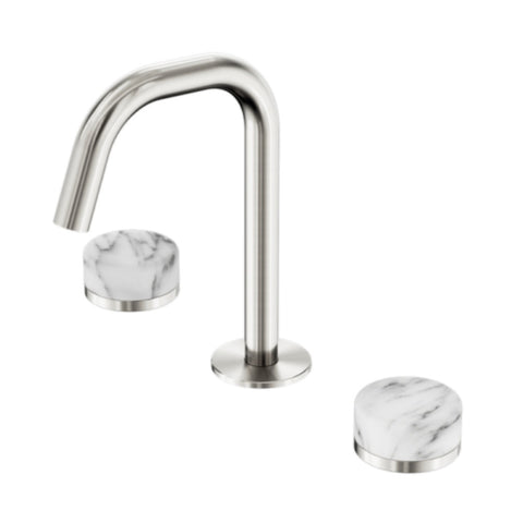 Nero Serenity Basin Set Edge Spout w/ Arabescato Corchia Handle Brushed Nickel 24D026BN