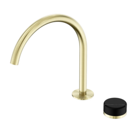 Nero Serenity Progressive Bath/Kitchen Mixer Arc Spout w/ Marquina Black Handle Brushed Gold 24E134BG