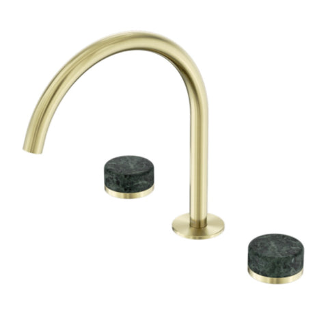 Nero Serenity Bath/Kitchen Set Arc Spout w/ Verde Alpi Handle Brushed Gold 24D018BG