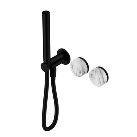 Nero Serenity Progressive Shower System w/ Arabescato Corchia Handle And Slim Shower Matte Black 24E022MB