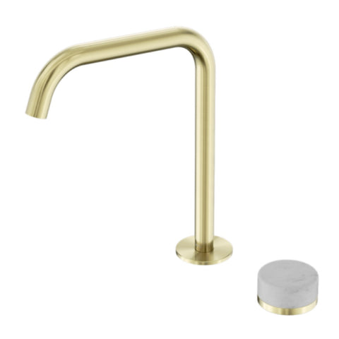Nero Serenity Progressive Bath/Kitchen Mixer Edge Spout w/ Carrara Handle Brushed Gold 24E049BG