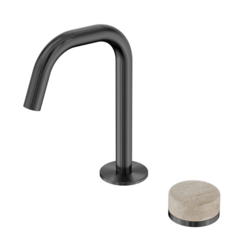 Nero Serenity Progressive Basin Mixer Edge Spout w/ Rome Travertine Handle Gunmetal 24E045GM