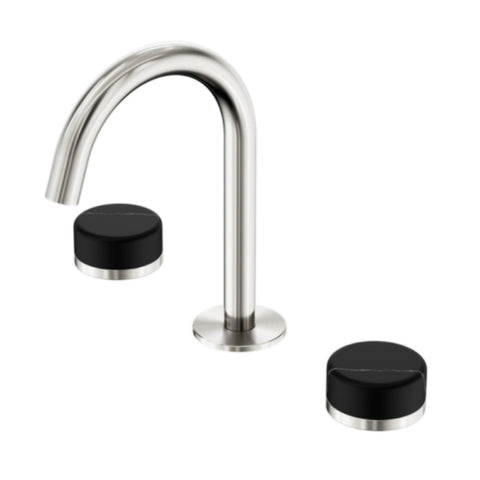 Nero Serenity Basin Set Arc Spout w/ Marquina Black Handle Brushed Nickel 24D117BN