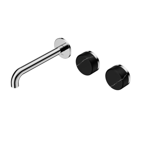 Nero Serenity Wall Basin Set 220mm Offset Spout w/ Marquina Black Handle Chrome 24D126CH