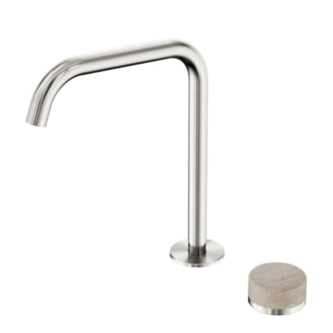 Nero Serenity Progressive Bath/Kitchen Mixer Edge Spout w/ Rome Travertine Handle Brushed Nickel 24E051BN