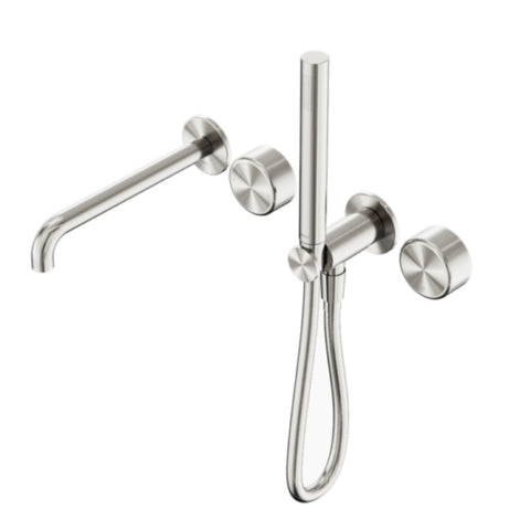 Nero Serenity Progressive Shower System w/ Spout w/ Metal Handle And Slim Shower Brushed Nickel 24E012BN