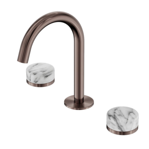 Nero Serenity Basin Set Arc Spout w/ Arabescato Corchia Handle Brushed Bronze 24D014BZ