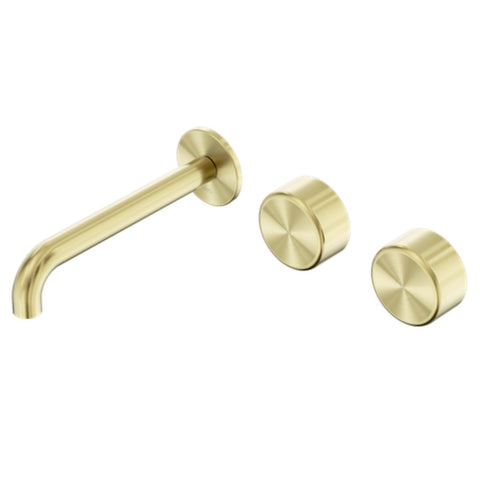 Nero Serenity Wall Basin Set 185mm Offset Spout w/ Metal Handle Brushed Gold 24D064BG