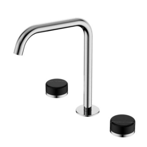 Nero Serenity Bath/Kitchen Set Edge Spout w/ Marquina Black Handle Chrome 24D120CH