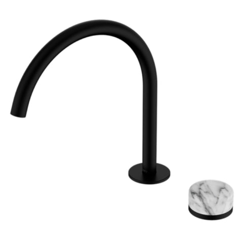 Nero Serenity Progressive Bath/Kitchen Mixer Arc Spout w/ Arabescato Corchia Handle Matte Black 24E040MB