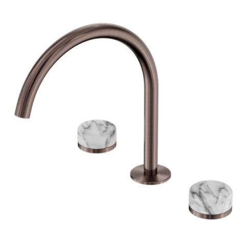 Nero Serenity Bath/Kitchen Set Arc Spout w/ Arabescato Corchia Handle Brushed Bronze 24D020BZ