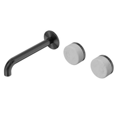 Nero Serenity Wall Basin Set 185mm Offset Spout w/ Carrara Handle Gunmetal 24D059GM
