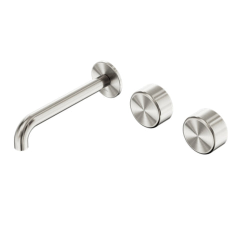 Nero Serenity Wall Basin Set 220mm Offset Spout w/ Metal Handle Brushed Nickel 24D070BN