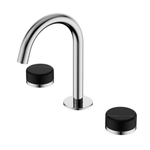 Nero Serenity Basin Set Arc Spout w/ Marquina Black Handle Chrome 24D117CH