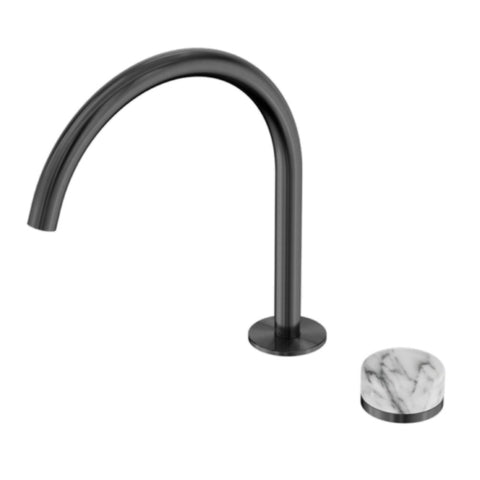 Nero Serenity Progressive Bath/Kitchen Mixer Arc Spout w/ Arabescato Corchia Handle Gunmetal 24E040GM