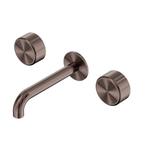 Nero Serenity Wall Basin Set 220mm Spout w/ Metal Handle Brushed Bronze 24D052BZ