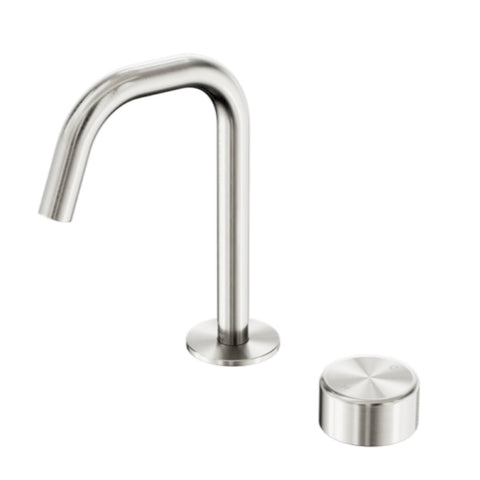 Nero Serenity Progressive Basin Mixer Edge Spout w/ Metal Handle Brushed Nickel 24E048BN
